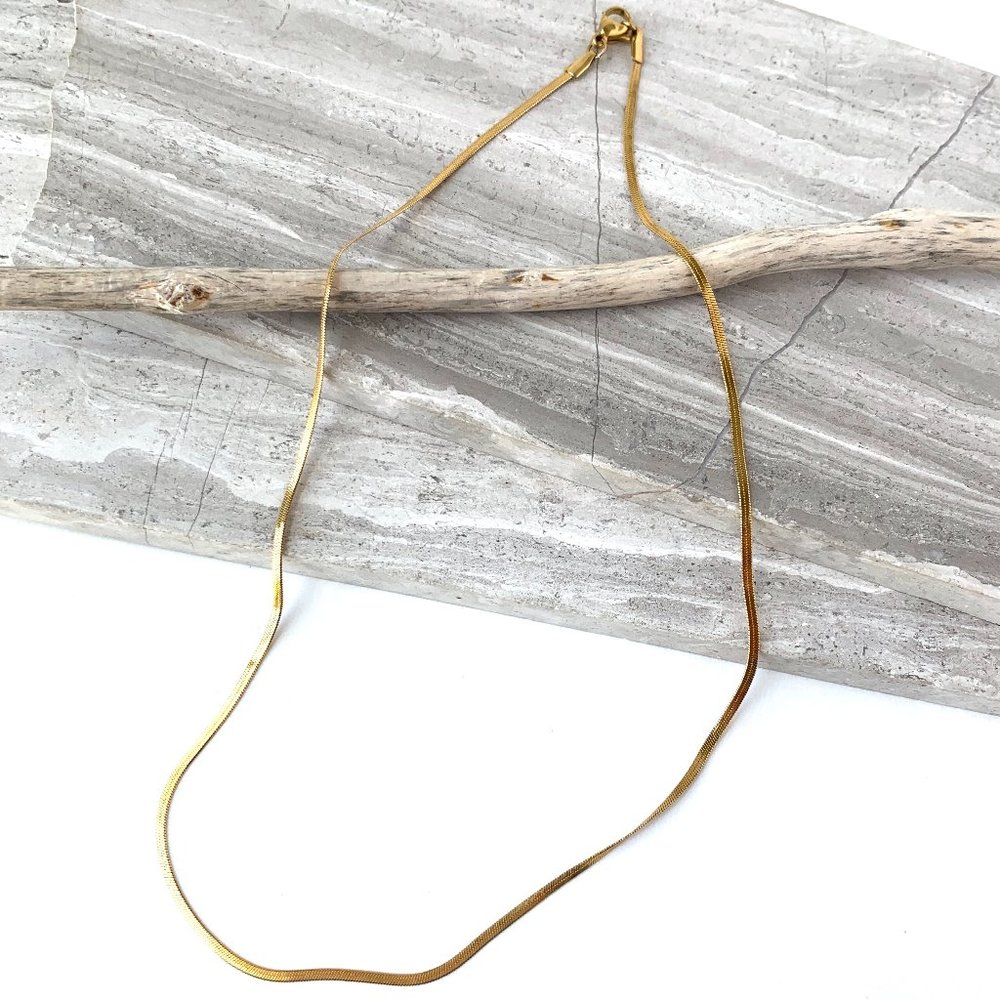 NEW~ Gold Herringbone thin chain Necklace